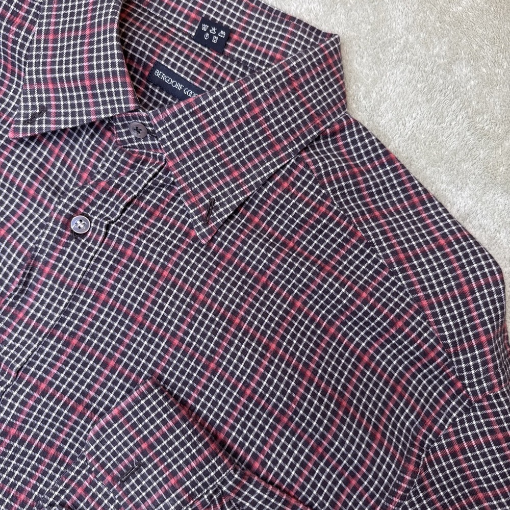 Bergdorf‎ Goodman XL Plaid Button Down Up Shirt Brown/orange/white Men fannel